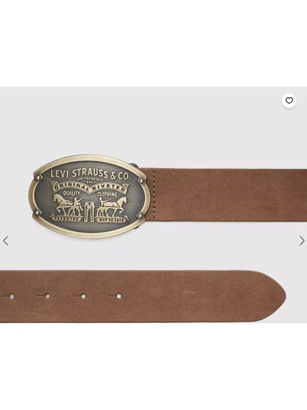 New Levi's Size 44 Billy Plaque Belt Bison Brown Leather - Picture 2 of 3